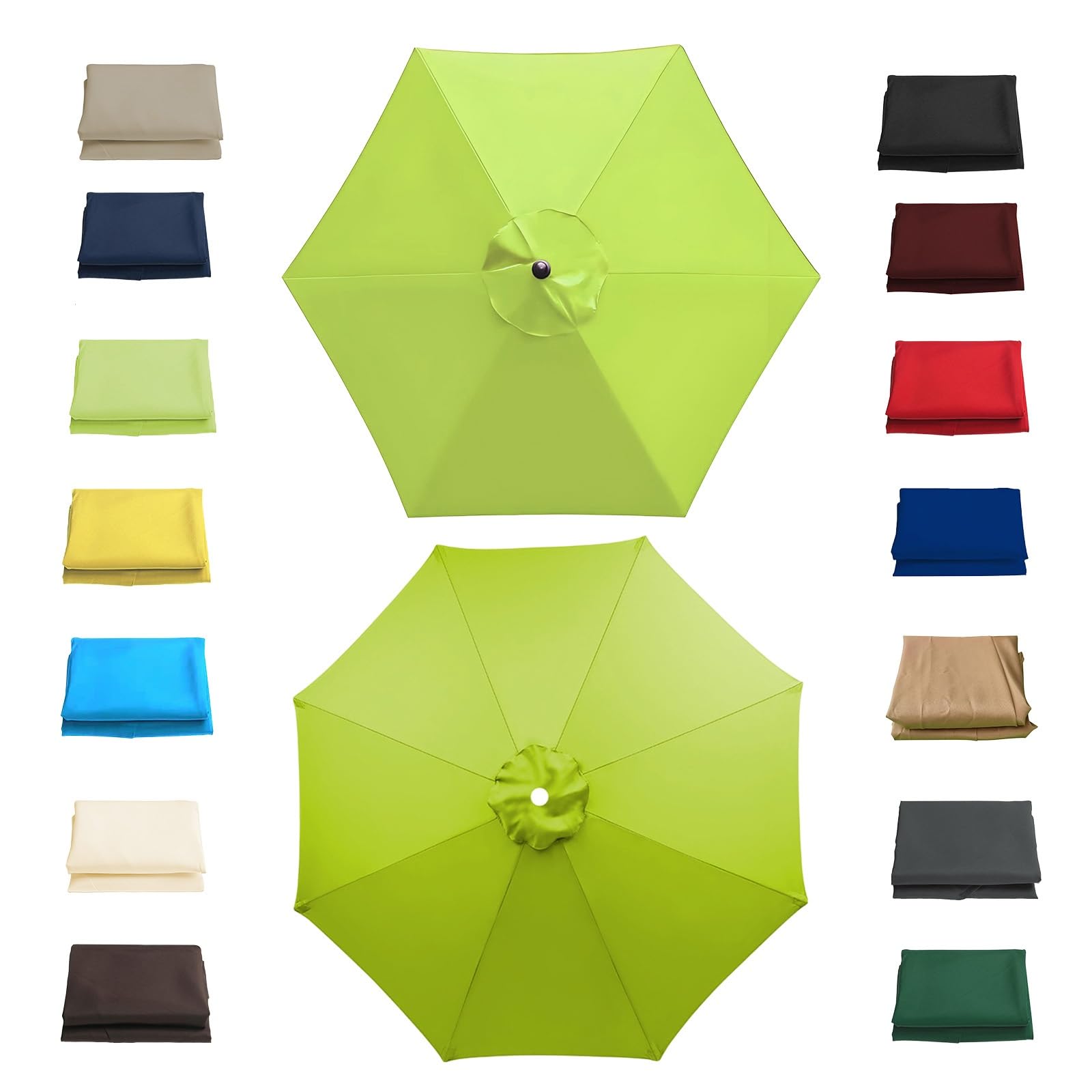 Garden Parasol Replacement Canopy Waterproof, 2m 2.30m 2.7m 3.0m Replacement Parasol Canopy Cover for Patio Pool Outdoor, Anti-UV Strong Sunshade Umbrella Cloth for 6/8 Ribs(Grass green,3.0m/8 Arms)