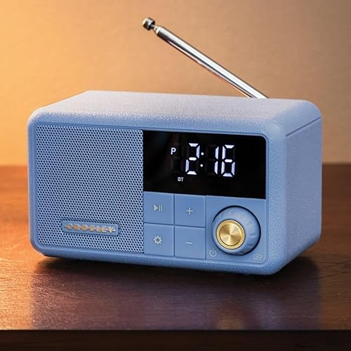Miniatura 5 de Crosley CR1121A-EB Cooper - Radio AMFM retro, altavoz Bluetooth portátil con entrada auxiliar y pantalla LED, color azul elemental