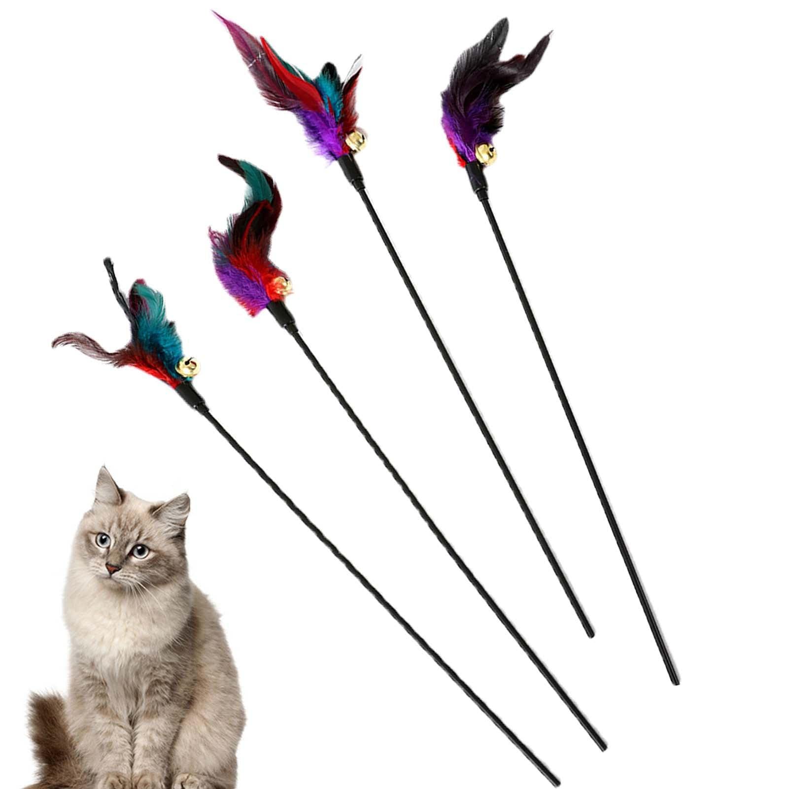 Smashing Cat Teaser Cat Stick Toy,Colorful Cat Toys Toy With Bell Refills - Interactive Cat Toy Cat Wand Toy & Natural Toys Cat Fishing For Indoor Cats
