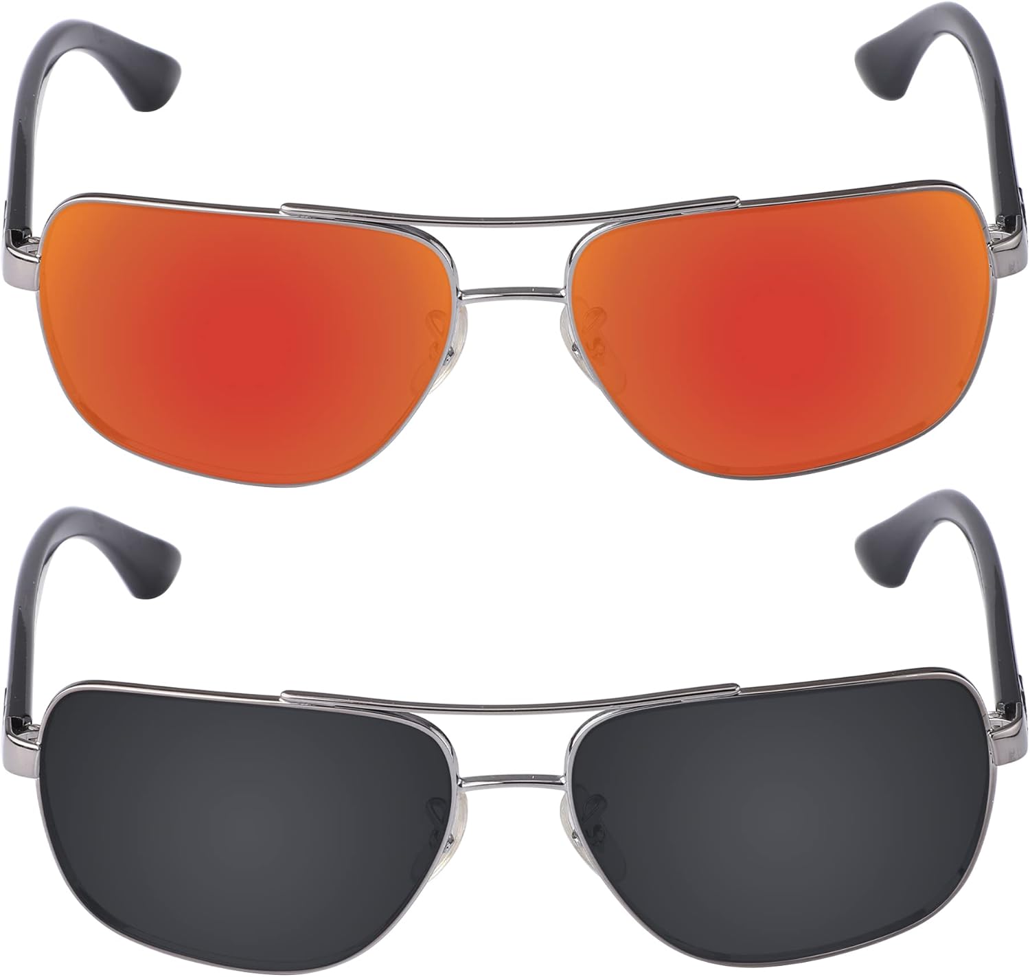Galvanic Replacement Lenses for Ray-Ban RB3483 60mm Sunglasses - Ruby + Black Polarized - Combo Pack