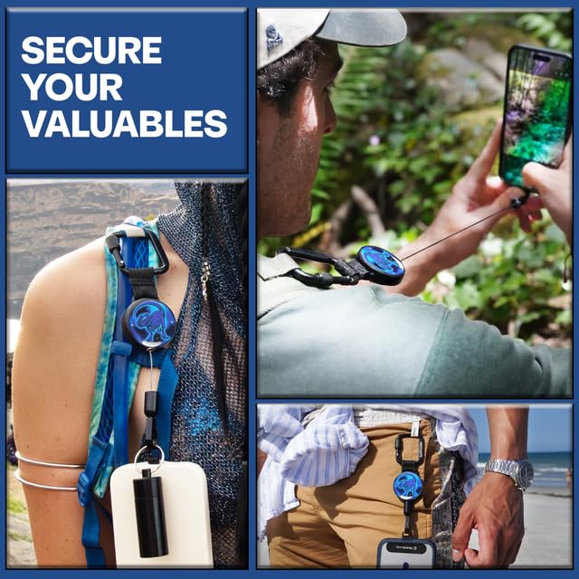 Image of ClutchLoop Retractable Anti-Theft Phone Tether Lanyard Locking Carabiner | Phone Leash with Steel Cable & Tether Tab. Ideal for Festivals, Hiking, Skiing, Fishing & Travel