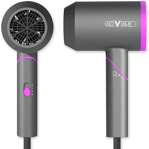 NOVIIML Secador de pelo con difusor - Secador de pelo iónico profesional de viaje de 1800 W