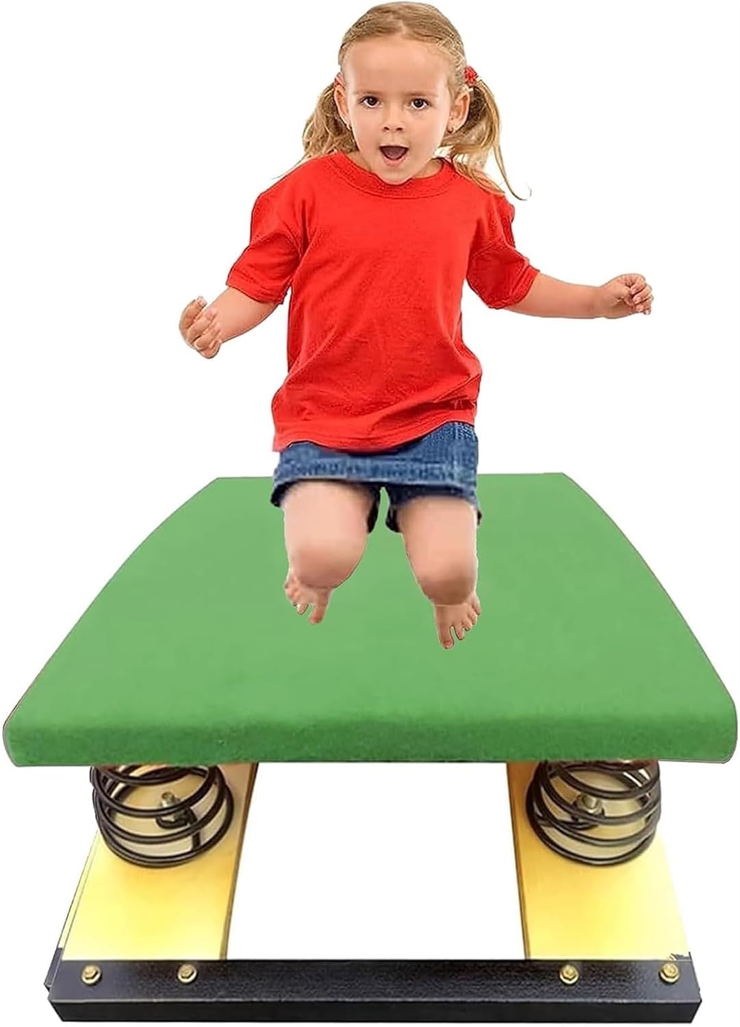 4 Springs for Kids Vaulting Training Fitnes Playing, Portable Curved Gymnastic Springboard, No Deformation and Strong Bearing Capacity (Green 31.5x19.7in)