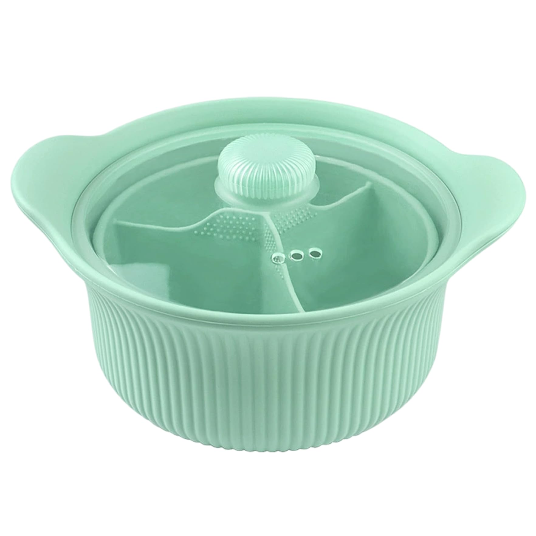 Cuiseur vapeur silicone micro-ondes vert avec panier pour légumes et poisson sain
