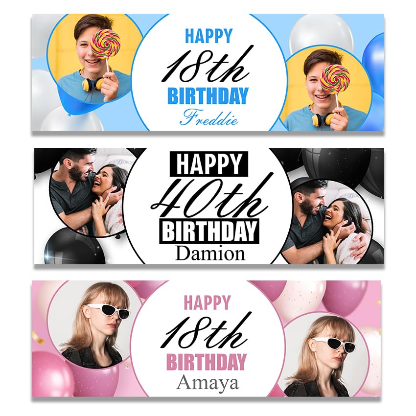 Personalised Birthday Banners for boys for girls for him for her 16th 18th 21st 30th 40th 50th 60th
