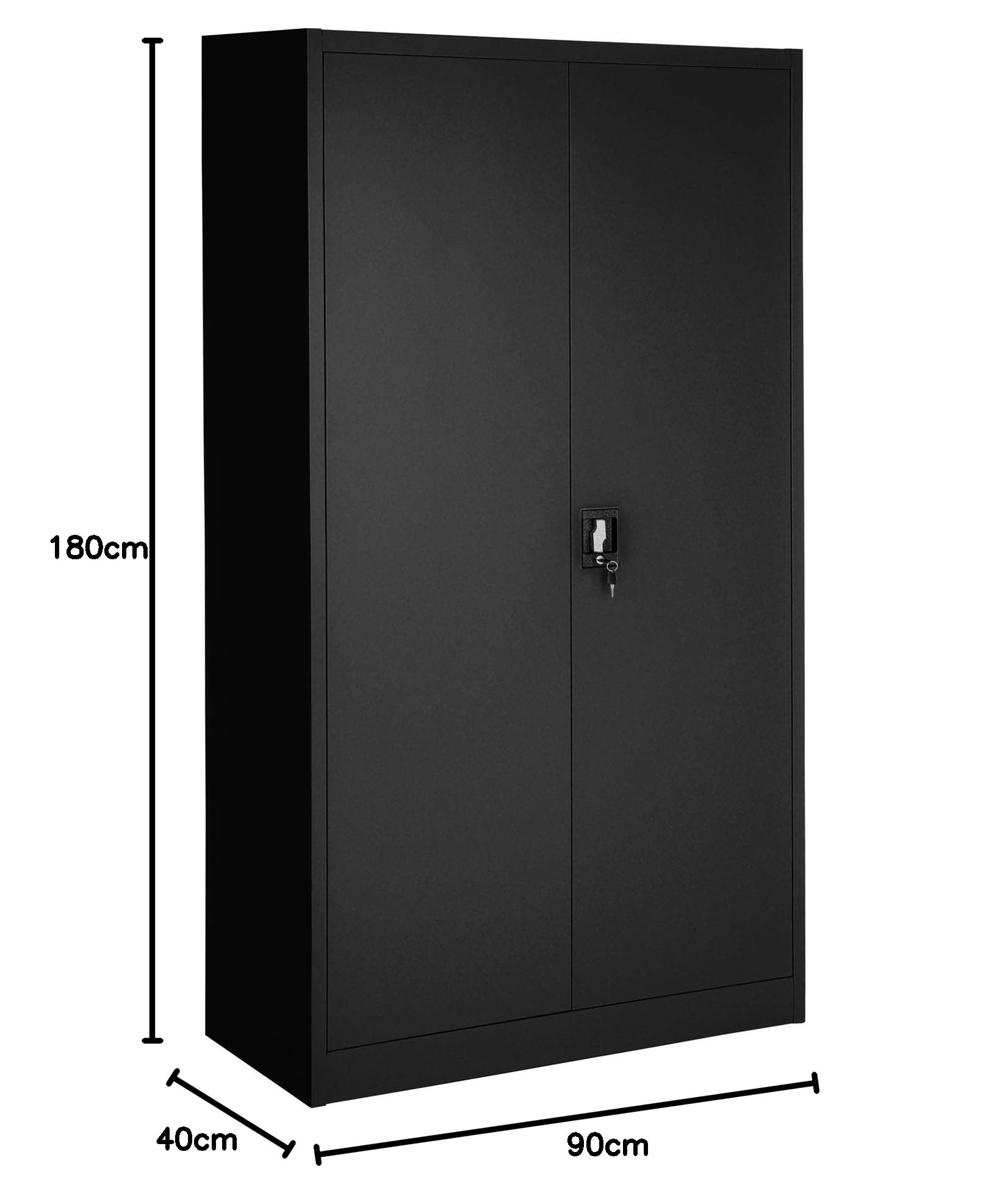 tectake® Set di 2 Armadio Portadocumenti - 180 x 90 x 40 cm - Scaffale Metallo Garage, Armadi Chiudibil a 5 Scomparti, Ripiani Regolabili, Armadio Ufficio con Ante Rinforzate - Nero
