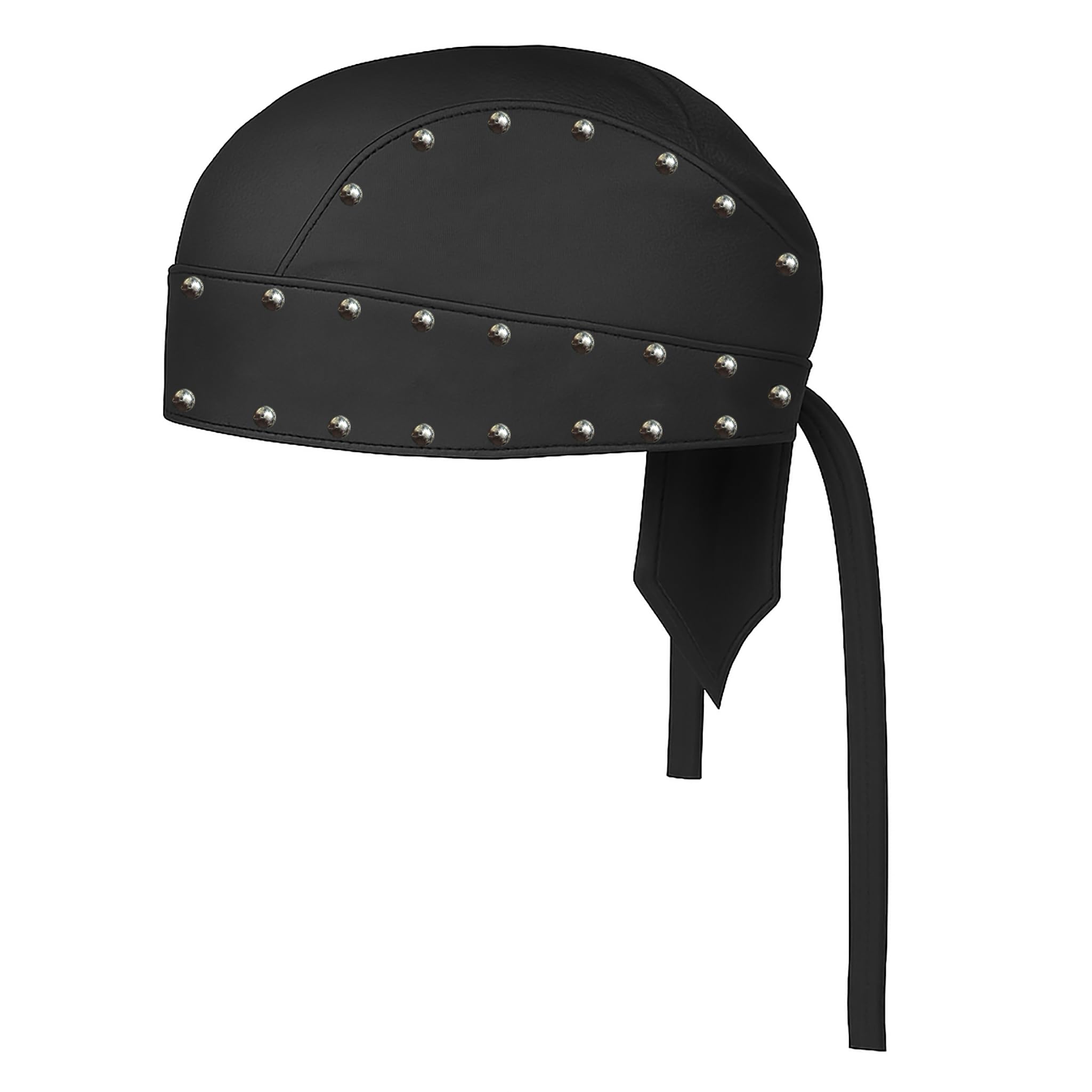Sheep Leather Skull caps in Black Sweat Head Wraps Studded Skull Cap Bandana Style in Real Do Du