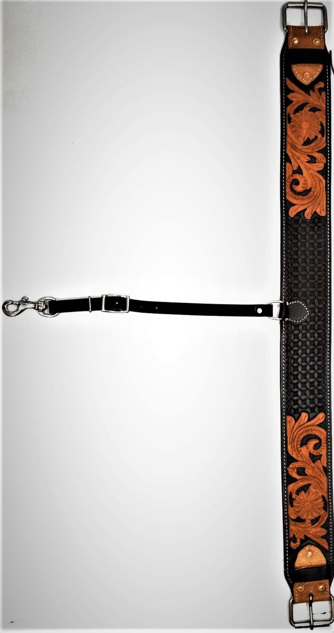 CHALLENGER Horse Western Cactus Feather Tooled Adjustable Leather Wither Breast Collar Strap 105HR77