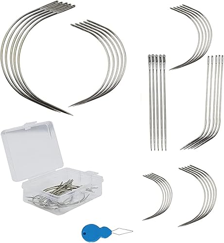 35 agujas curvadas J I C para tejer el cabello, agujas de coser a mano para hacer pelucas, alfombras, lona de cuero, reparación, modelado y