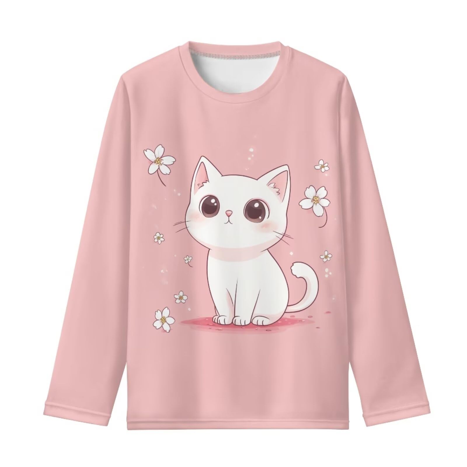 Girls Long Sleeve Shirt with Cute Graphic Casual Pullover Tops 3-16Y