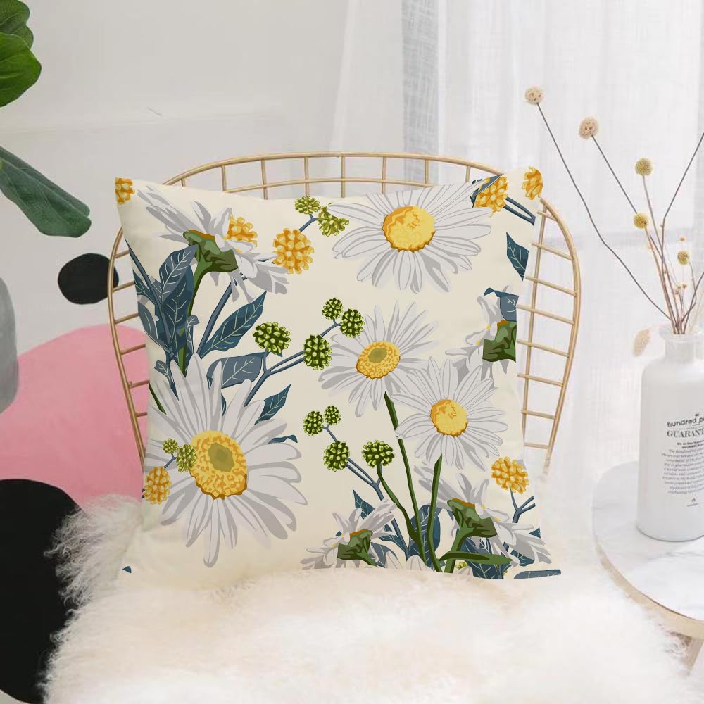Hyosxw Seamless Pattern With Chamomiles And Yellow - A1 Cushion Cover,Throw Pillow Case Home Decorative For Living Room Bedroom Sofa Chair 18X18 Inch,Seamless Pattern With Chamomiles And Yellow Herbs. Hand-Drawn Vector Illustrati,Pillowcase 45X45cm
