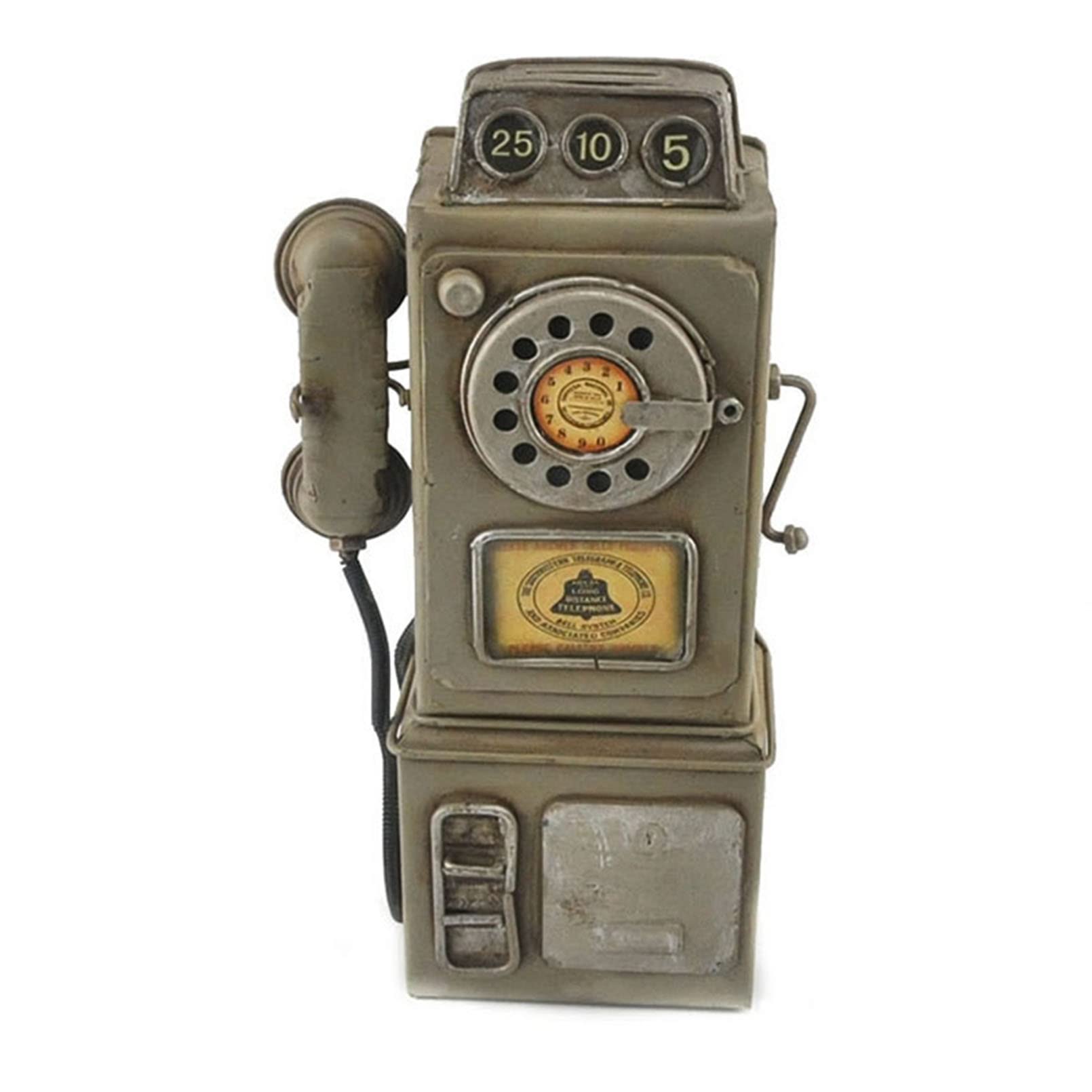 Telefono da parete in stile retrò, con quadrante rotante in metallo anticato, per casa, ufficio, bar, statuetta
