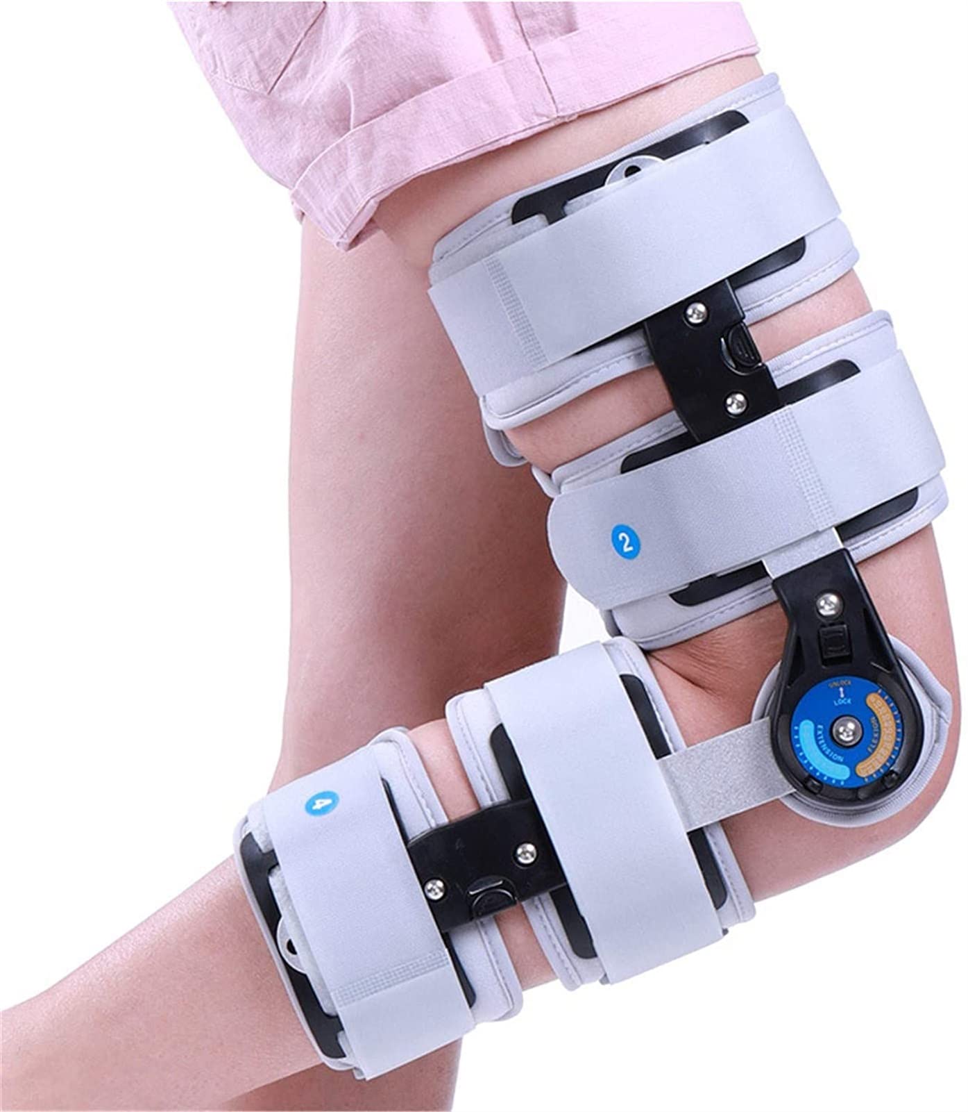 Ortesi per Ginocchio, Tutore per Ginocchio, Tutore Articolato Regolabile con Cinghia per Ginocchio E Attacco per Gamba per Lesioni Ai Legamenti E Ai Tendini del Menisco