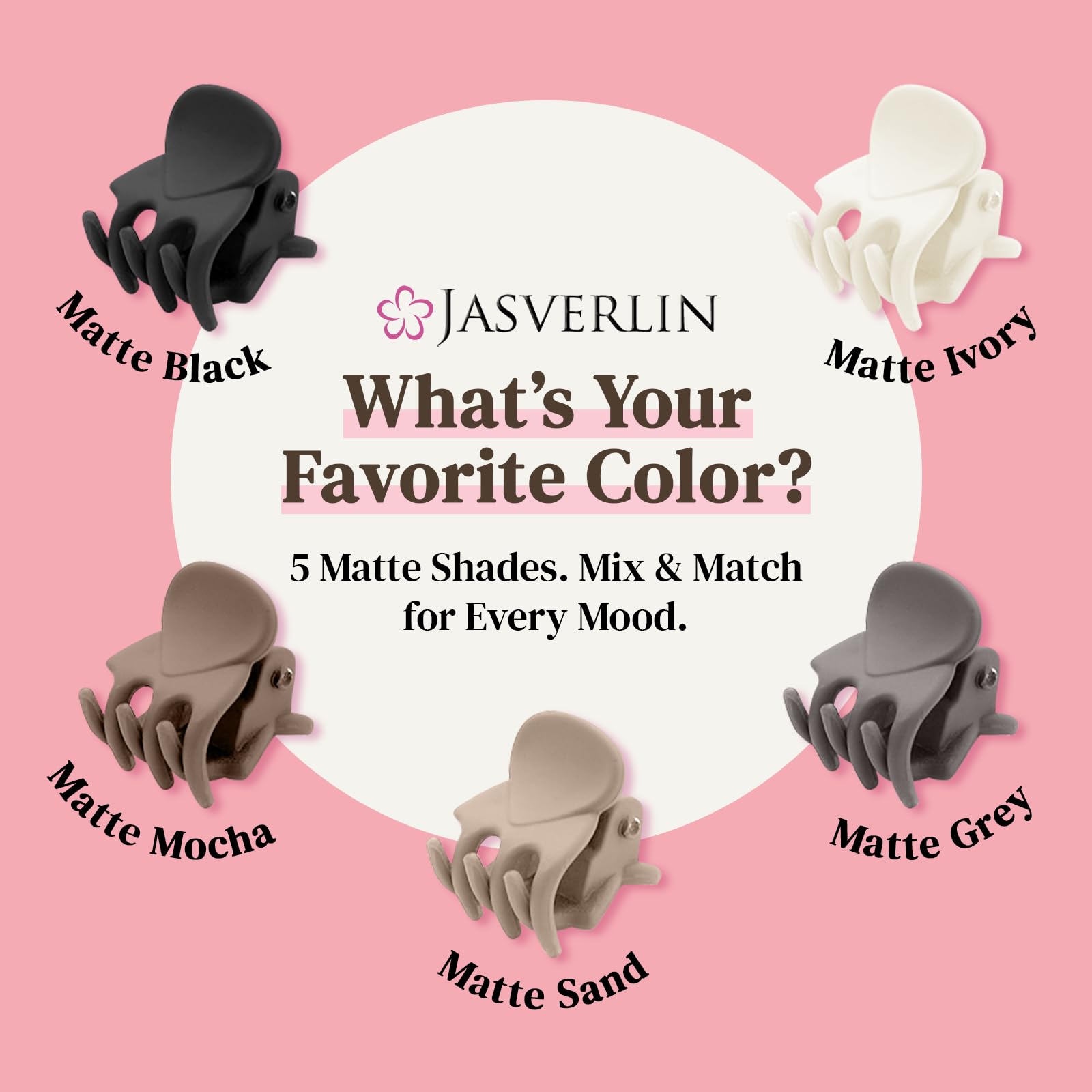 JASVERLIN 50Pcs Matte Mini Hair Claw Clips, Small Cute Tiny Clips for Thin Short Curly Hair Women Girls Toddlers - Image 2