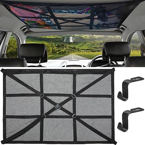 Gepäcknetz Auto – 110 X 60 Cm – Elastisches Nylon – Mit Haken & Montagewerkzeug – Universell Für SUV, Van, Kombi, Anhänger – Ladungssicherung Im Kofferraum