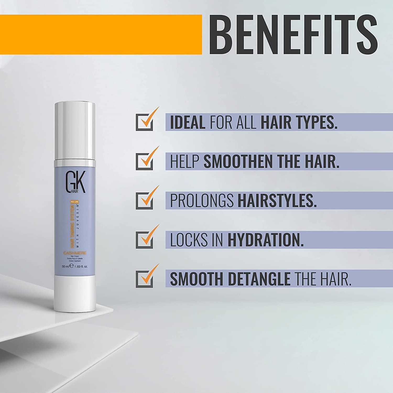 GK Hair Global Keratin Balancing Shampoo And Conditioner 300ml With Cashmere Serum 50ml For Dry Thick Curly & Oily Scalp And Hair Restores Scalp pH Level - Sulfate And Paraben Free