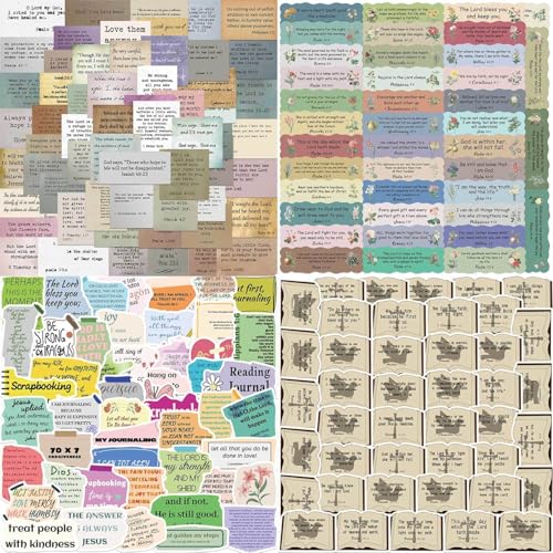200PCS Bible Stickers Motivating Scripture Sticker Pack, Vibrant Bible Verse Stickers Waterproof Jesus Quotes Decals for Planner Scrapbook Journals, Bible Study Sunday School Christian Easter Gifts