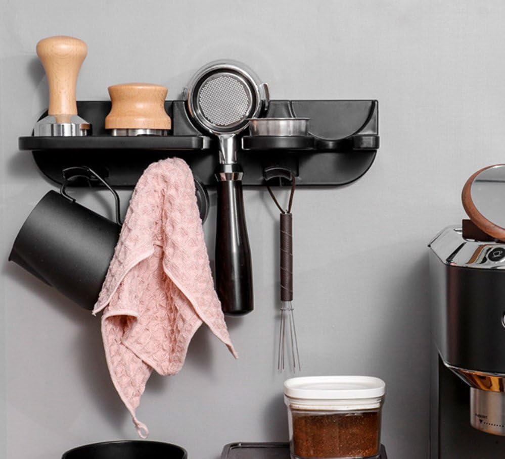 Miniatura 6 de Estante de barra de café que ahorra espacio, soporte para portafiltros de 2.126 in, organizador de estación de café, estante flotante para barra de