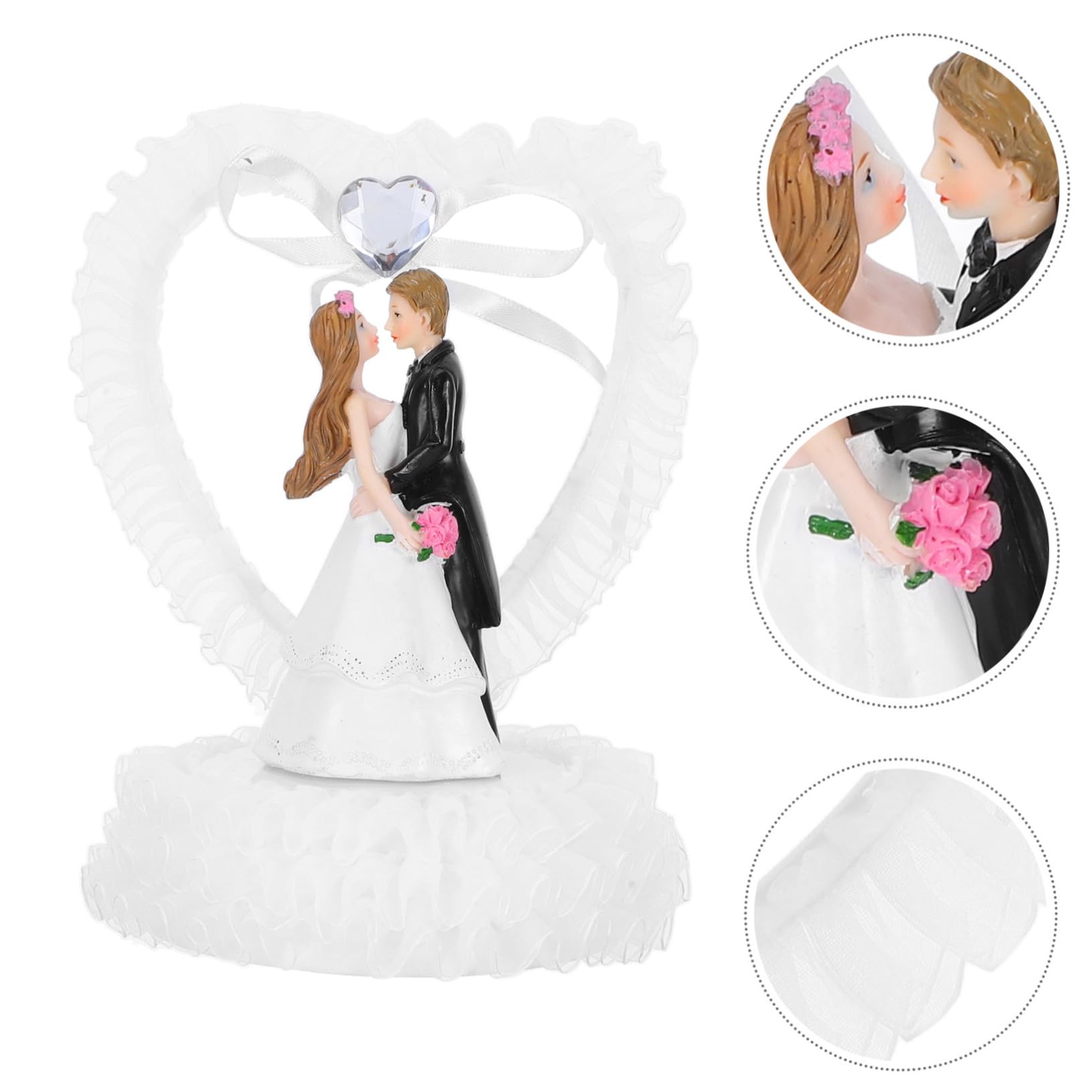 PRETYZOOM 3st Hochzeitsdekorationen Herr & Frau Tortenaufsatz Herz-kuchenaufsatz Braut- Und Bräutigamfiguren Desktop-puppen-ornament Tortenaufsatz Für Braut Und Bräutigam ，， Weiß
