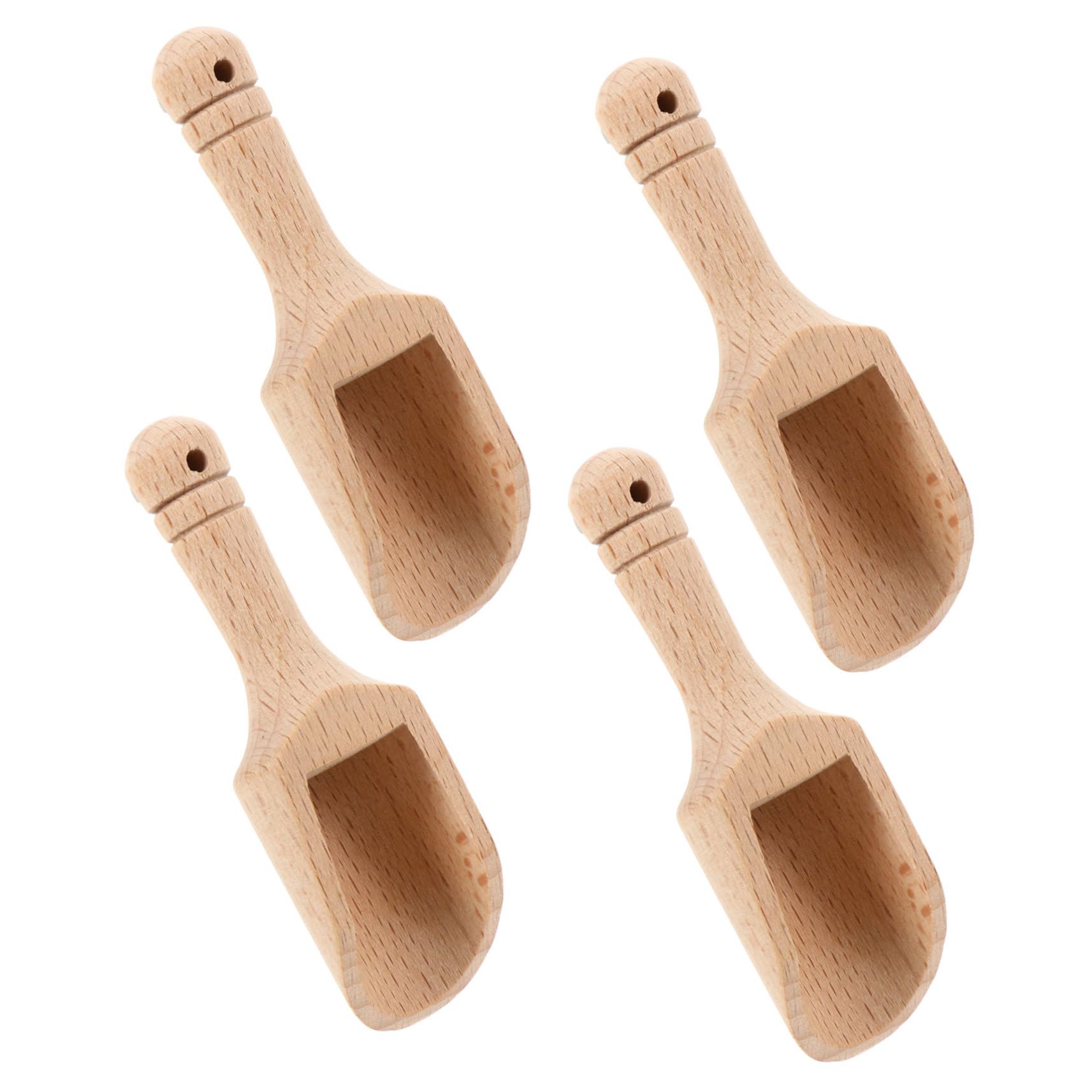 BEBEMOKO 4pcs Wooden Tea Natural Beech Teaspoons for Kitchen Bathroom Use for Scooping Tea Nuts for Houses Restaurants