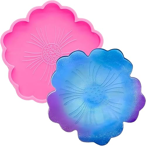 Miniatura 6 de Moldes epoxi de resina para fundición en forma de flor, geoda de silicona para hacer alfombrillas de taza, molde de ágata, soporte para copas de