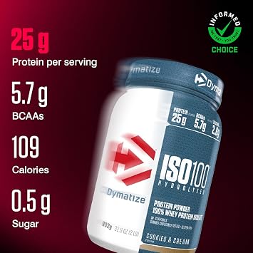 Dymatize ISO 100 Hydrolyzed Cookies & Cream 932g - Whey Protein Hydrolysat + Isolat Powder