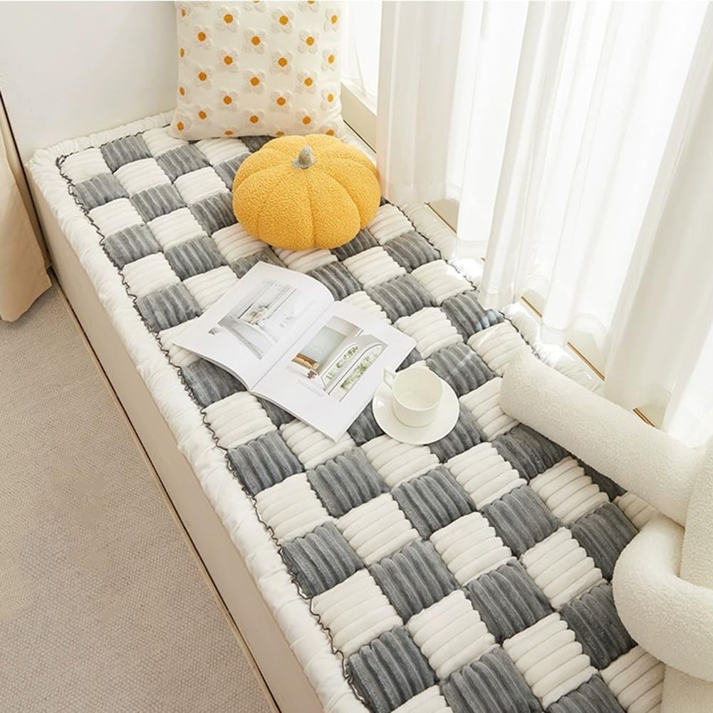 Fluffy Cream-Coloured Fuzzy Plaid Couch Cover for Pets - Large Square Pet Mat Bed & Sofa Pad - Blue, 27.6 * 59in