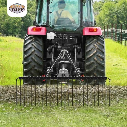 image for Field Tuff Steel Spring Coil Tine Tow Behind Landscape Rake for Leaves