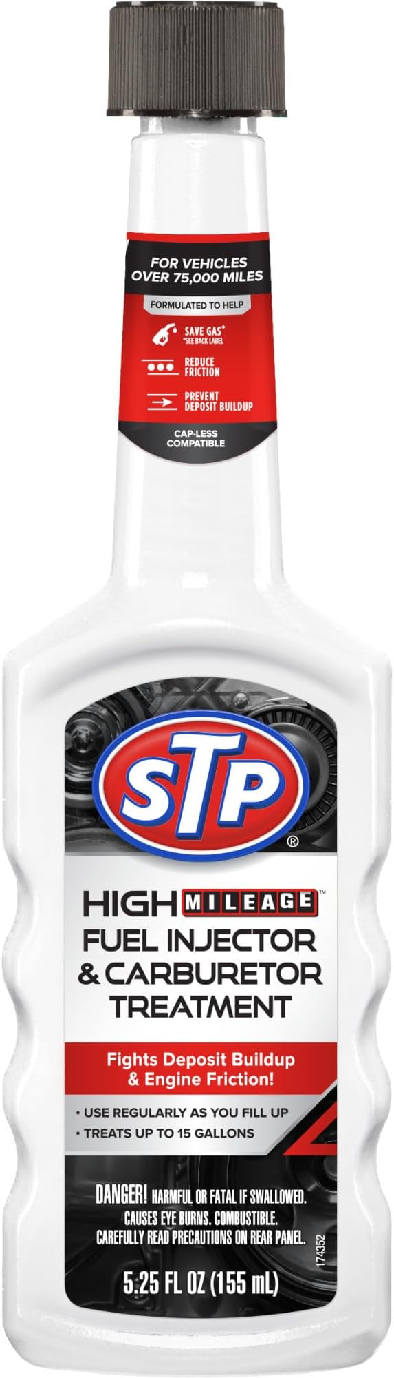 STP High Mileage Fuel Injector Cleaner and Carburetor Cleaner Treatment, Bottled Lubricant for Upper Cylinder, 5.25 Oz, 12 Count, STP