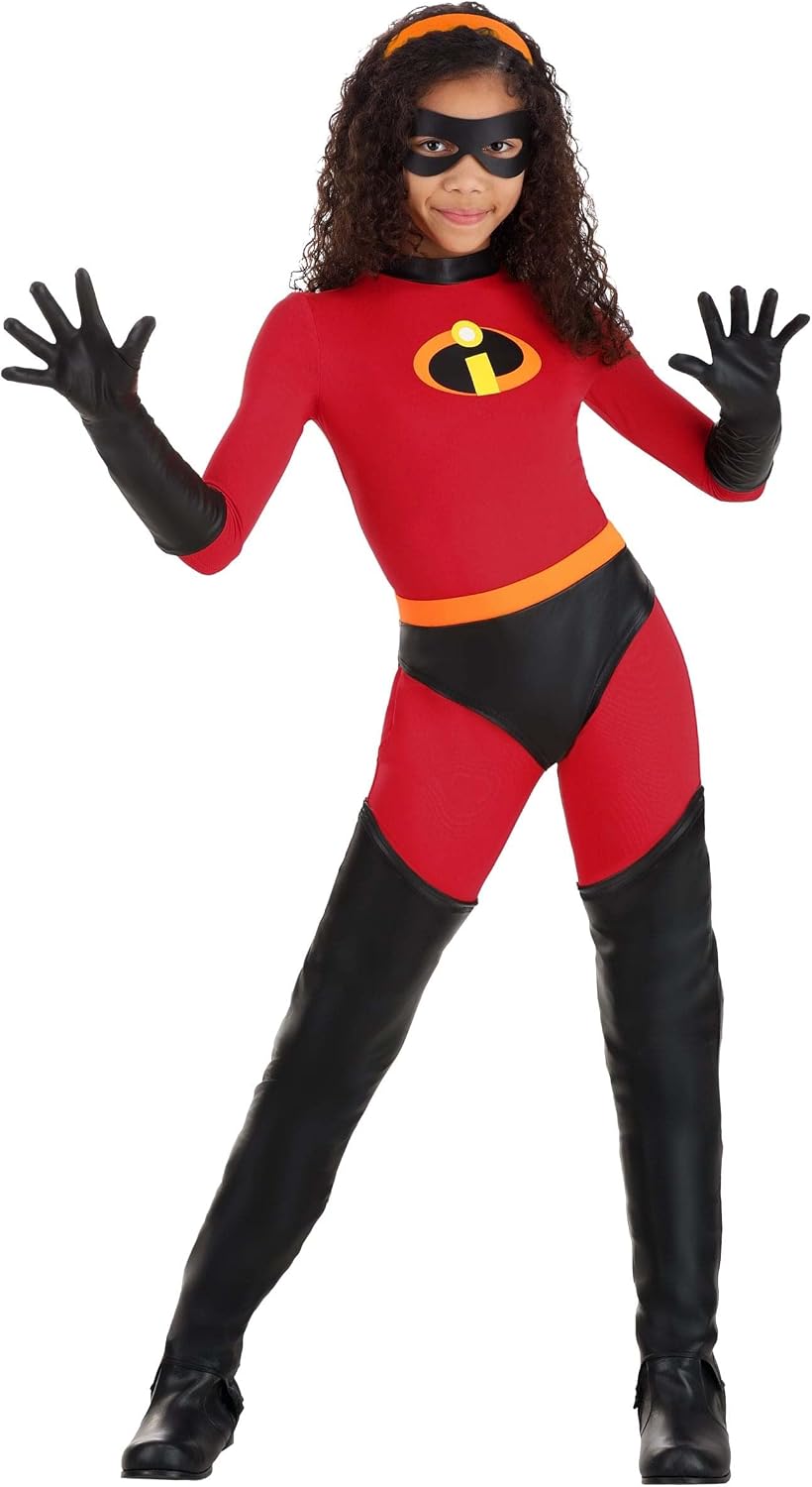 Disney Pixar The Incredibles Violet Costume for Girl's - Incredibles Outfit Spandex Jumpsuit, Eye Mask & Gloves