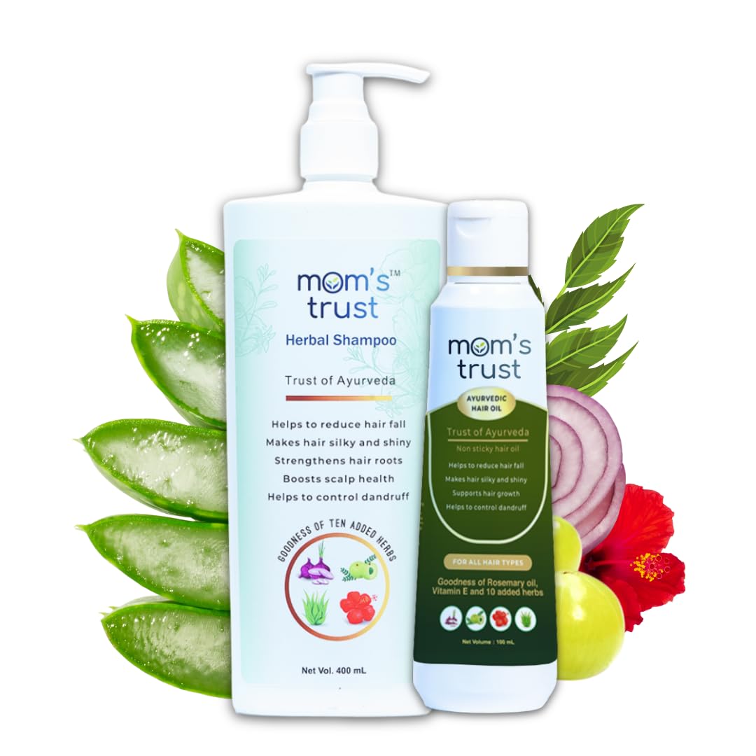 Roshna Herbals Hair Care Combo: Mom's Trust Herbal Shampoo + Mom's Trust Ayurvedic Hair Oil | Suitable for All Hair Types, Shampoo: 400ml | Oil 100ml-image-43