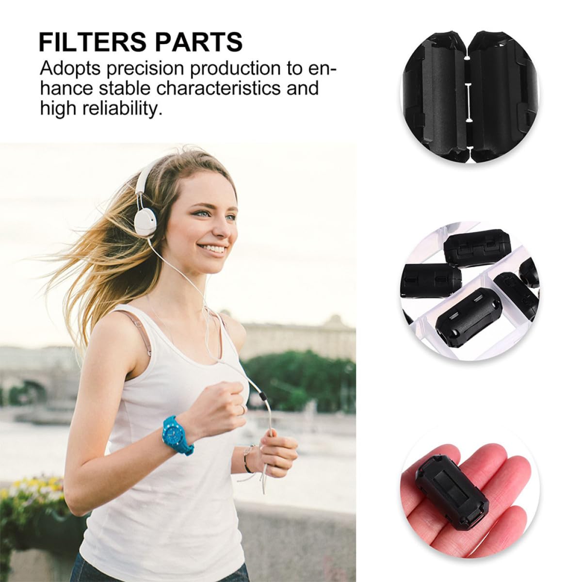Healeved 36pezzi Filtri Antirumore con Nucleo in Ferrite Rimovibile Clip Autoadattante per Cavi Alimentazione USB Audio e Dati Riduzione Interferenze Elettromagnetiche Facile Installazione