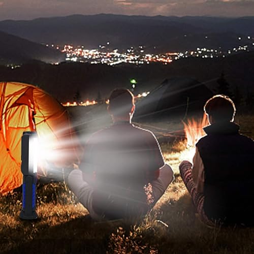 Vista 5 de Luz de trabajo recargable portátil LED linterna magnética multiusos con gancho para colgar, linterna de trabajo impermeable para reparación