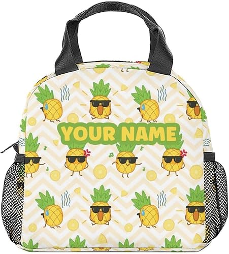 Miniatura 8 de Lonchera de piña para niños, pequeñas bolsas de almuerzo aisladas, bonita lonchera reutilizable para niñas, bolsas de almuerzo cruzadas amarillas