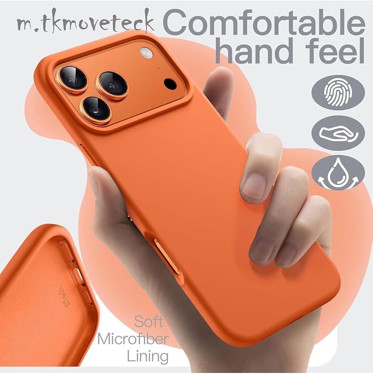 m.tk moveteck iPhone 17 Pro Max Kılıf, Kamera Korumalı, İçi Kadife Yumuşak, Silikon Mat, Siyah