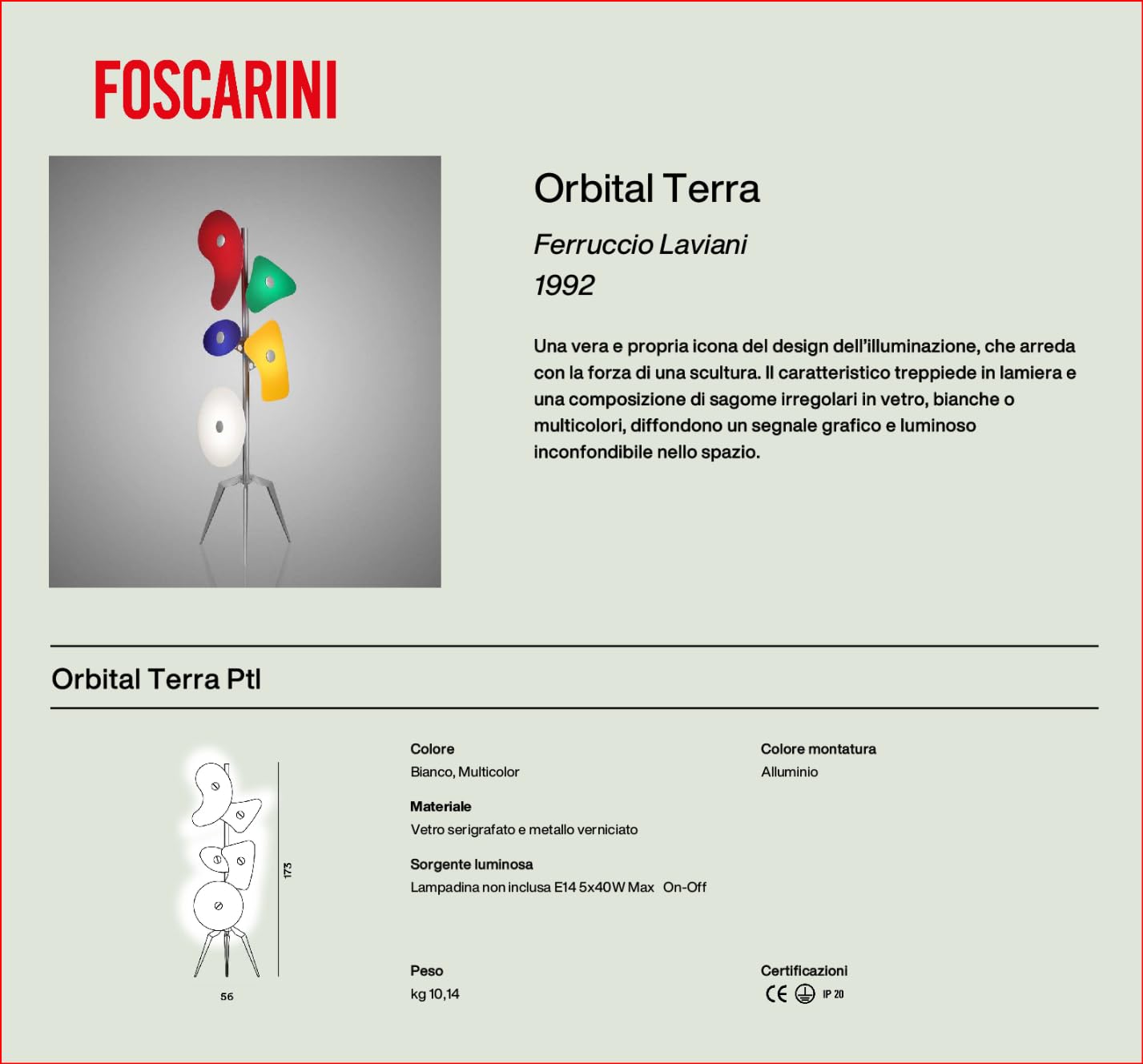 Foscarini Orbital Terra, multicolore