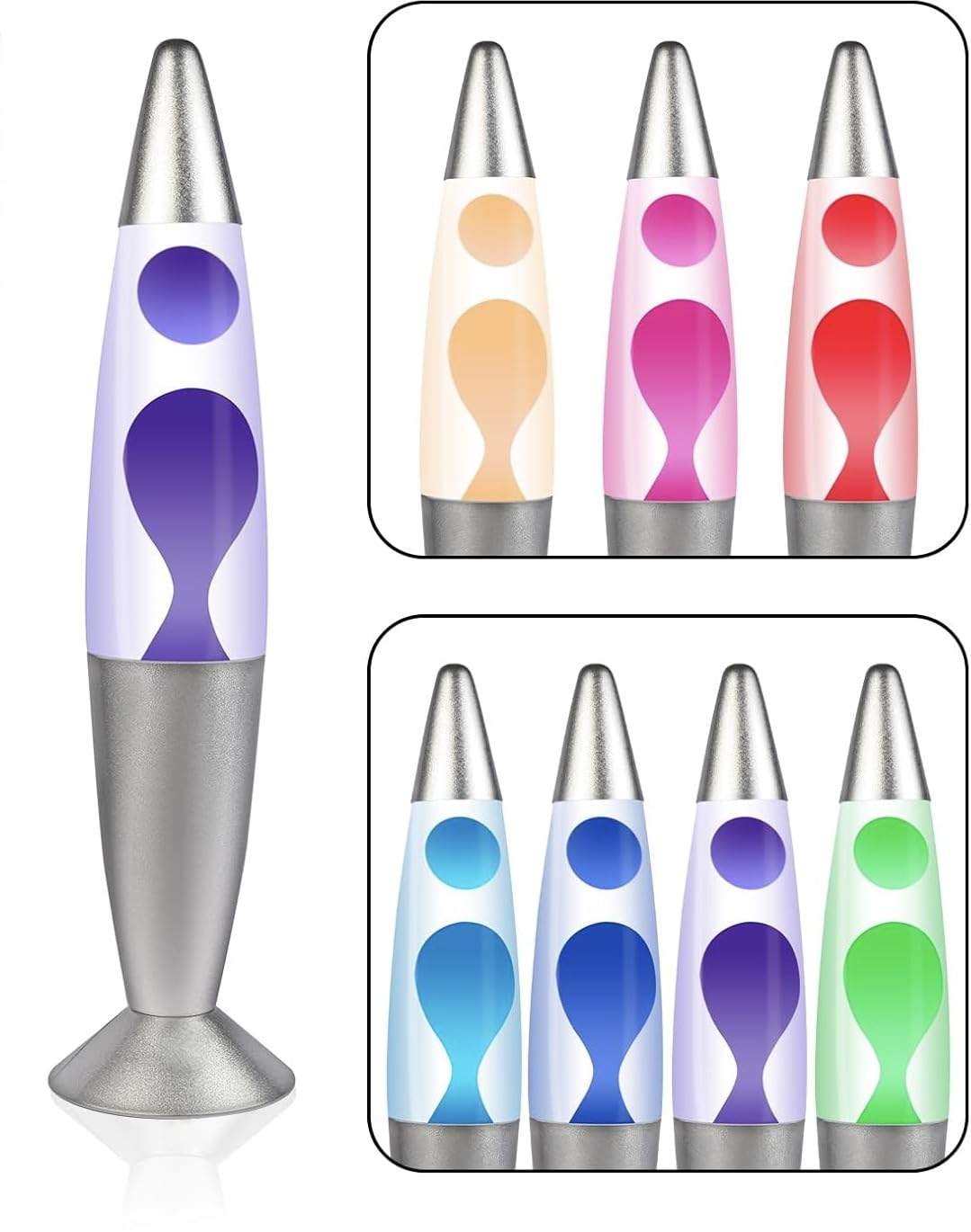 CELLUSTOP - Lámpara de lava, multicolor con iluminación LED, lámpara de lavado con movimiento líquido de cera, lámpara Magma, lámpara de lava cohete, cristal resistente, aluminio, 7 cambios de colores