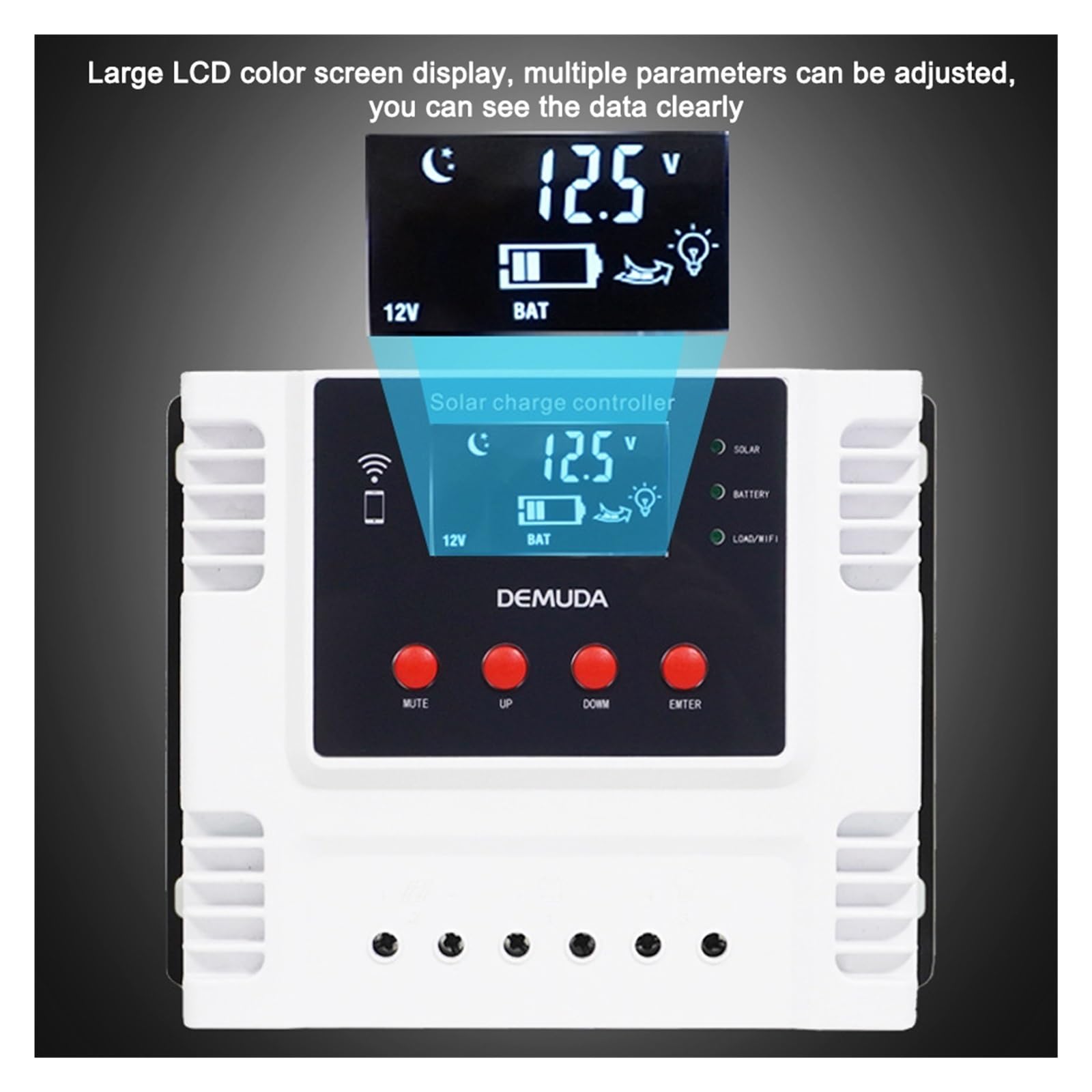 Kontroler ładowania słonecznego, kontroler ładowania słonecznego MPPT Sterowanie aplikacją na telefon komórkowy Kontroler 20/30/40/50/60A 12V/24V Monitorowanie danych w czasie rzeczywistym LED(40A)