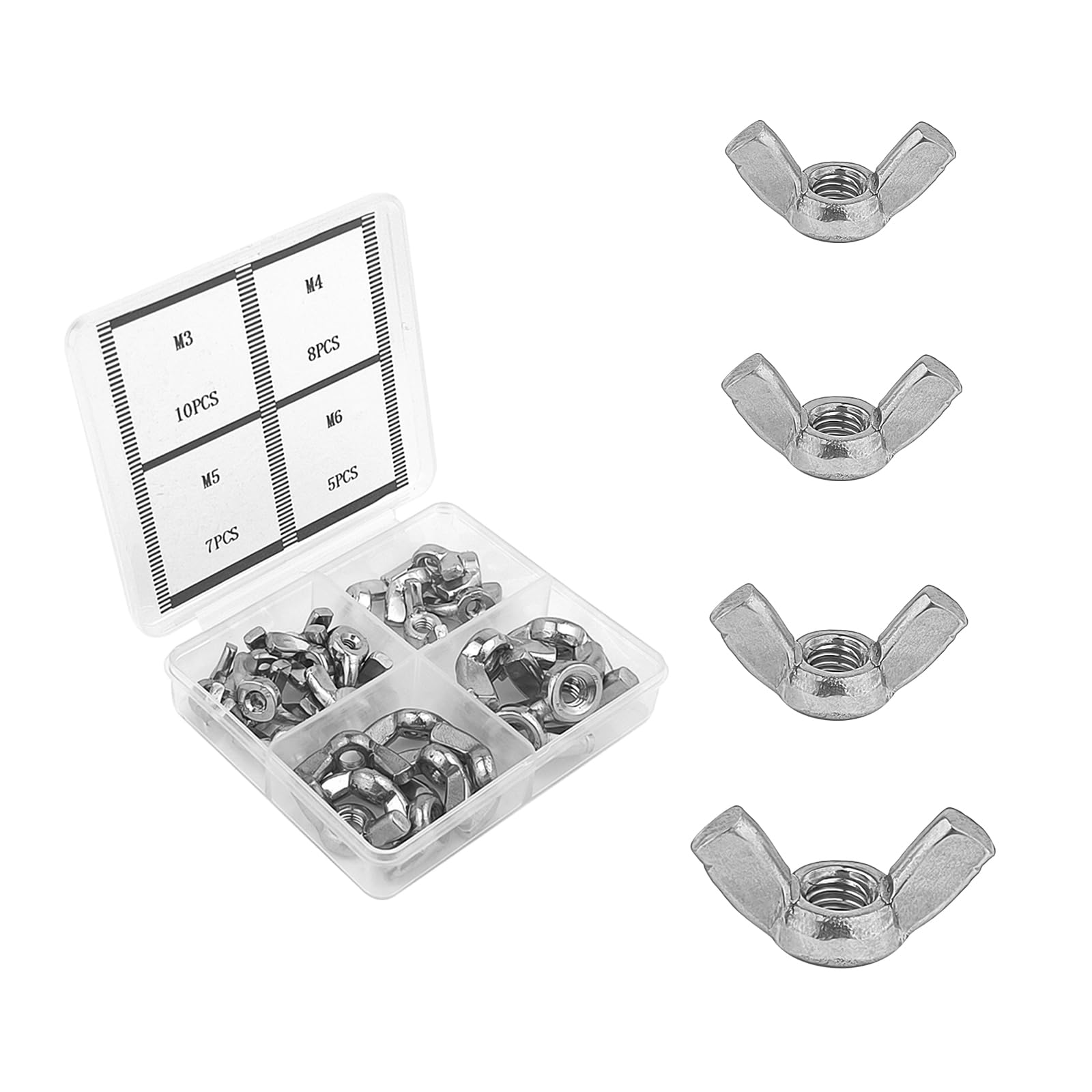 Set Di 30 Dadi Ad Alette In Acciaio Inox - M3, M4, M5, M6 Per Riparazioni Fai Da Te - Foto 4
