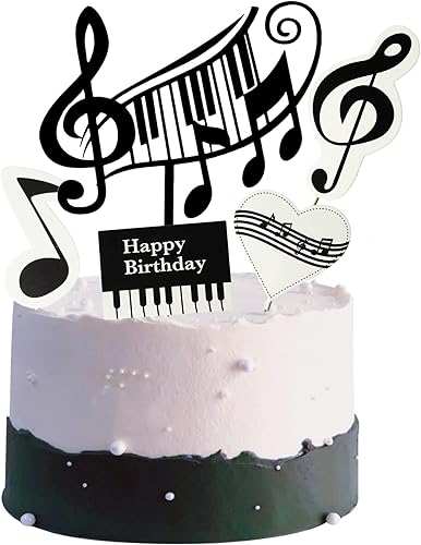 (5 piezas) Decoración de pastel de cumpleaños musical, decoración de pastel de música, decoración de cumpleaños musical