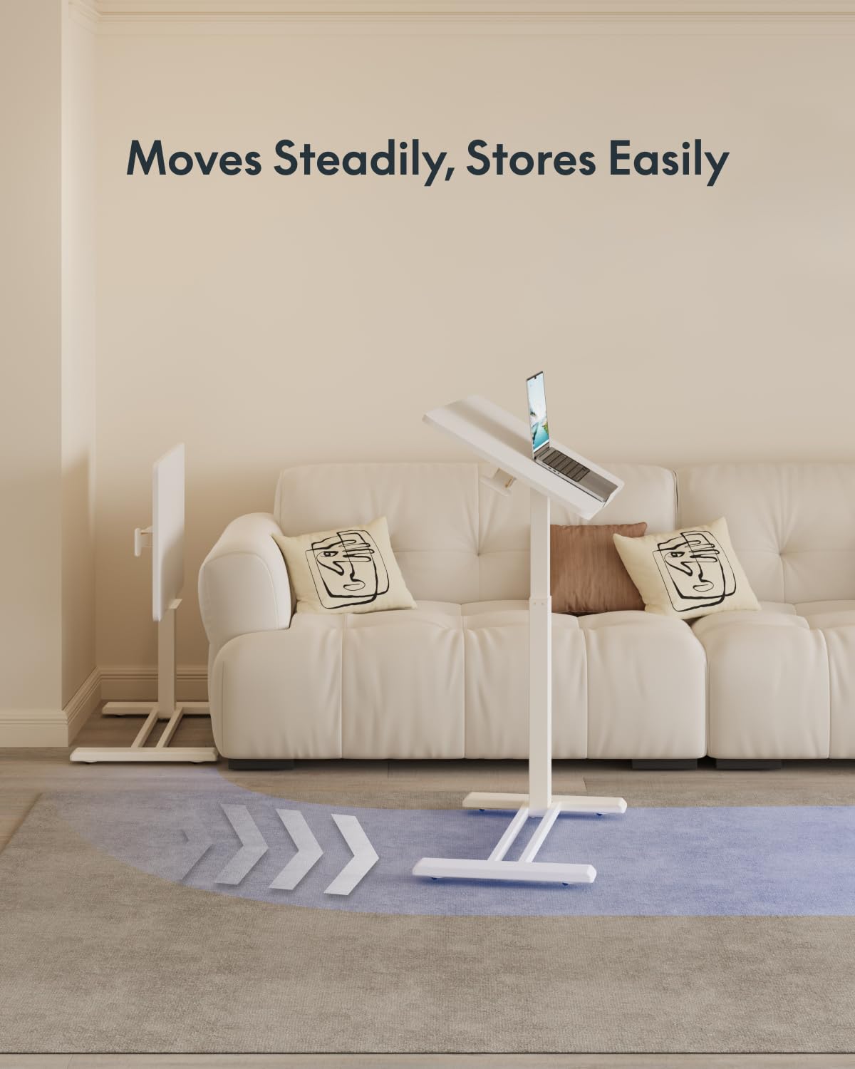 FLEXISPOT H7 PRO Mobile Standing Desk Adjustable Overbed Table Pneumatic with Wheels 90 Tiltable Portable Laptop Desk Rolling — view 5