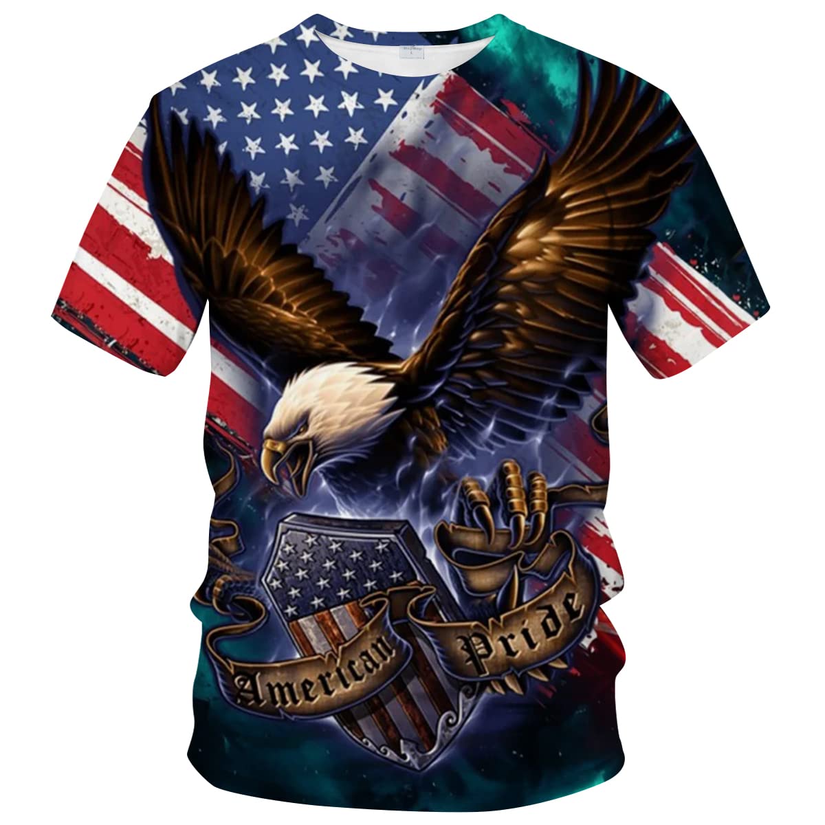 ARORALS Men's Bald Eagle T-Shirt Summer Short Sleeve Tees Tops Animal Theme Shirts Realistic Graphic Shirt