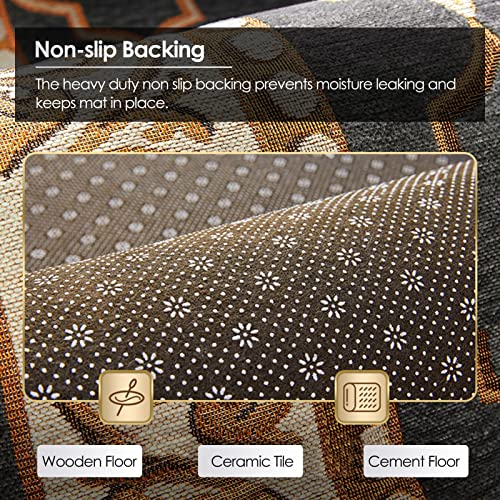 Tapis de porte d'entrée extérieur grand format marron à profil bas stable - 4