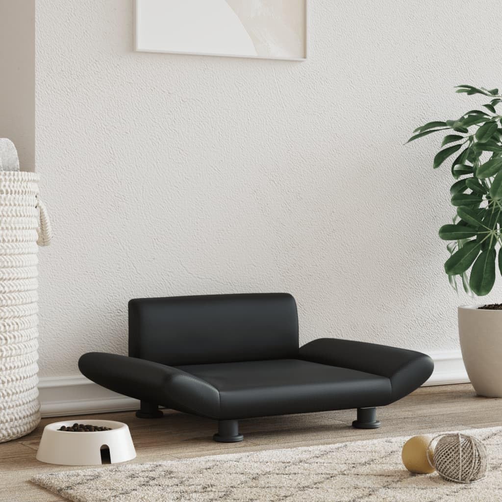 Hundebett Bequeme Haustierbett Hundecouch Welpenbett Kunstleder Haustiersofa Schlafplatz für Hunde als Auch Katzen Geeignet Wasserabweisend und Langlebig Schwarz 70x45x28 cm