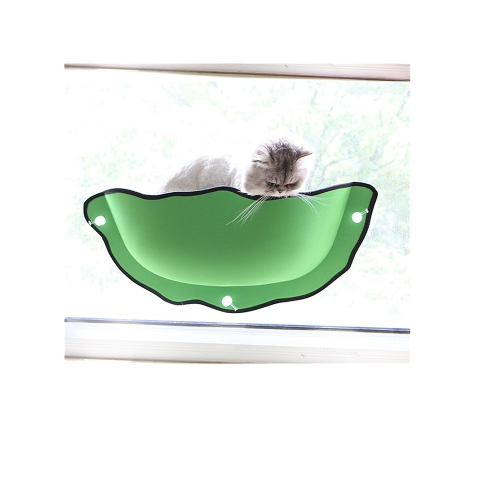 Cat Hammock Bed Frame Davanzale Della Finestra Morbido E Confortevole Eva Jumping Platform Ventosa Sospesa Lettiera For Animali Domestici Stabile E Confortevole(Green)