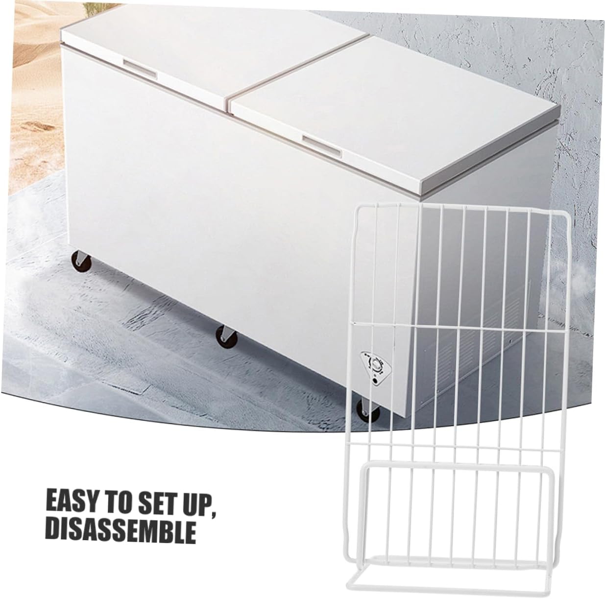 2pcs Adjustable Metal Shelf Divider for Deep Freezer Height Adjustable Kitchen Storage Separator Easy Installation Ventilated Mesh Design for Refrigerator Organization