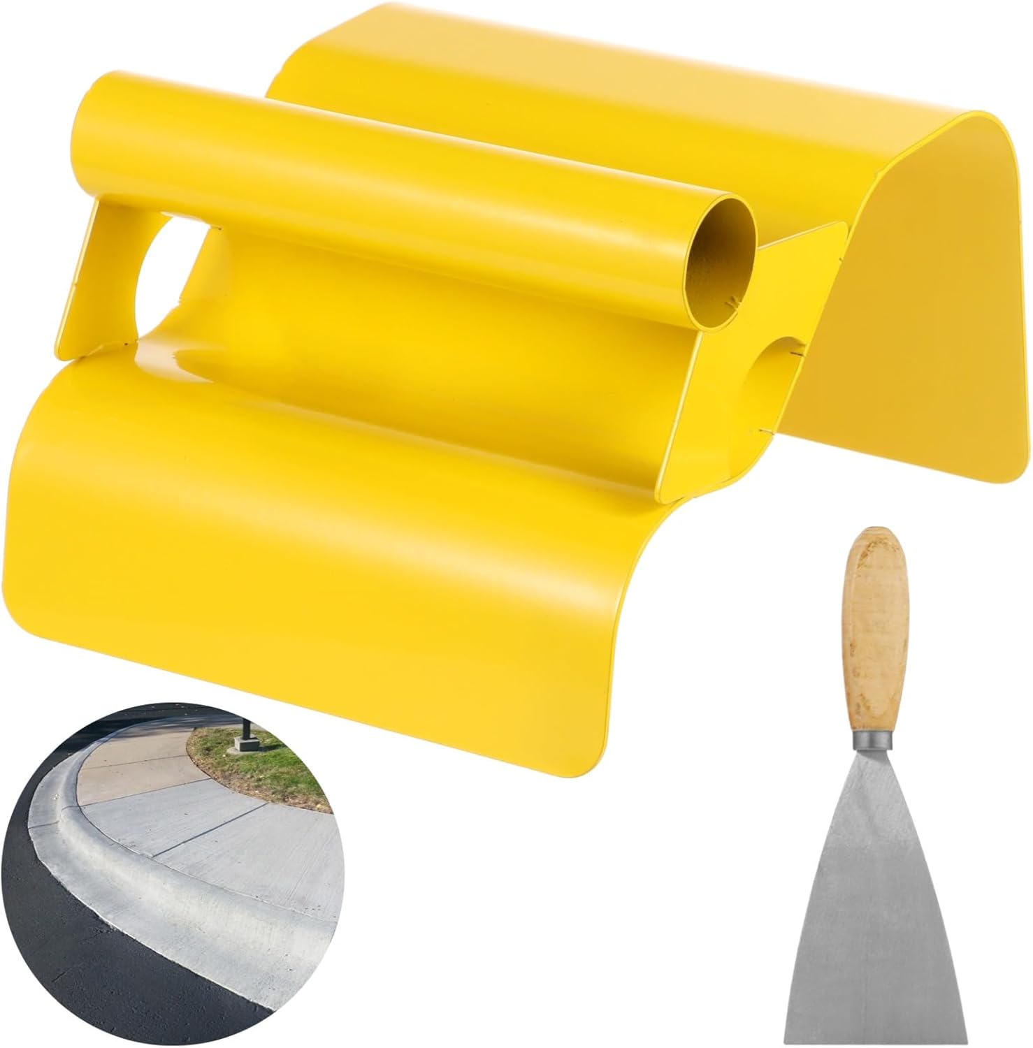 Concrete Curb Trowel with Shovel, Stainless Steel Concrete Edger Tool, Heavy Duty Steel Mold 6.8 x 5.9 x 3.9 in, Concrete Finishing Tool, Landscape Border Garden Cement Hand Tools