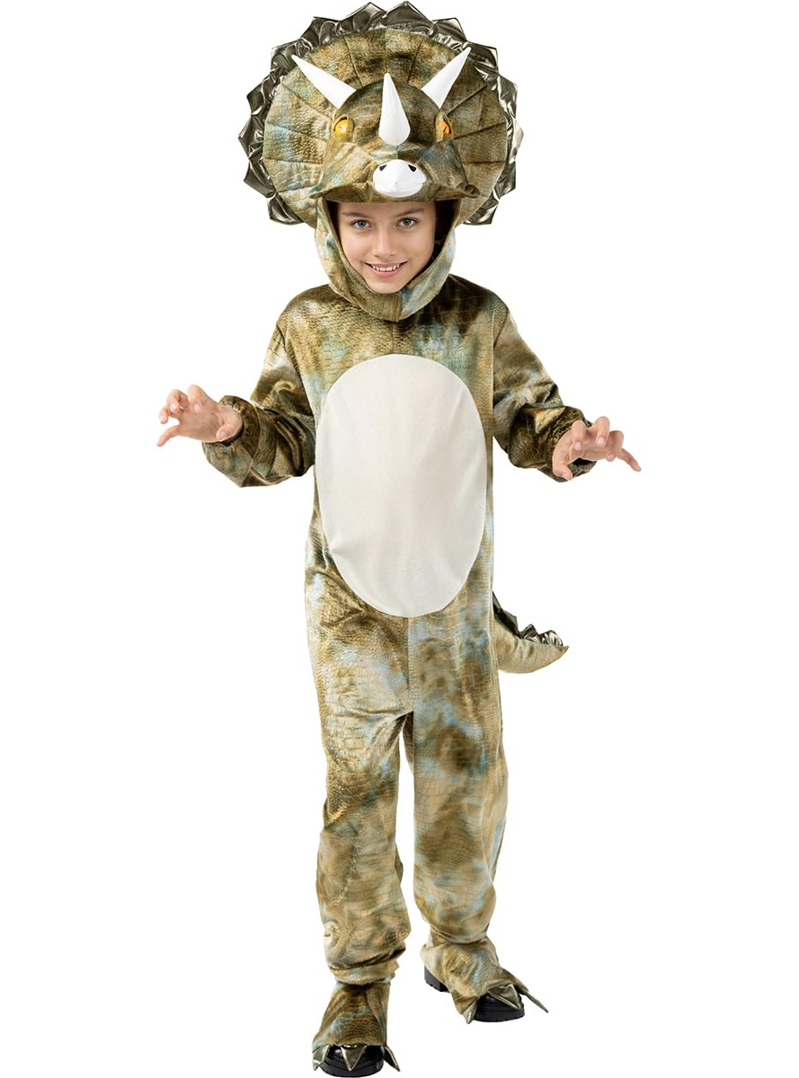 Funidelia | Costume da dinosauro Triceratops per bambino Animali, T-Rex, Jurassic Park, Film e Cinema - Costume per bambini e accessori per Feste, Carnevale e Halloween - Marroni