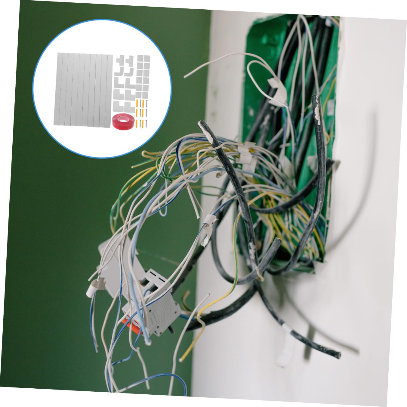 Mikikit Set Canalina Passacavi in Pvc Bianco 40mm Autoaderente Resistente al Fuoco per Ufficio e Casa per Nascondere e Organizzare Cavi Elettrici