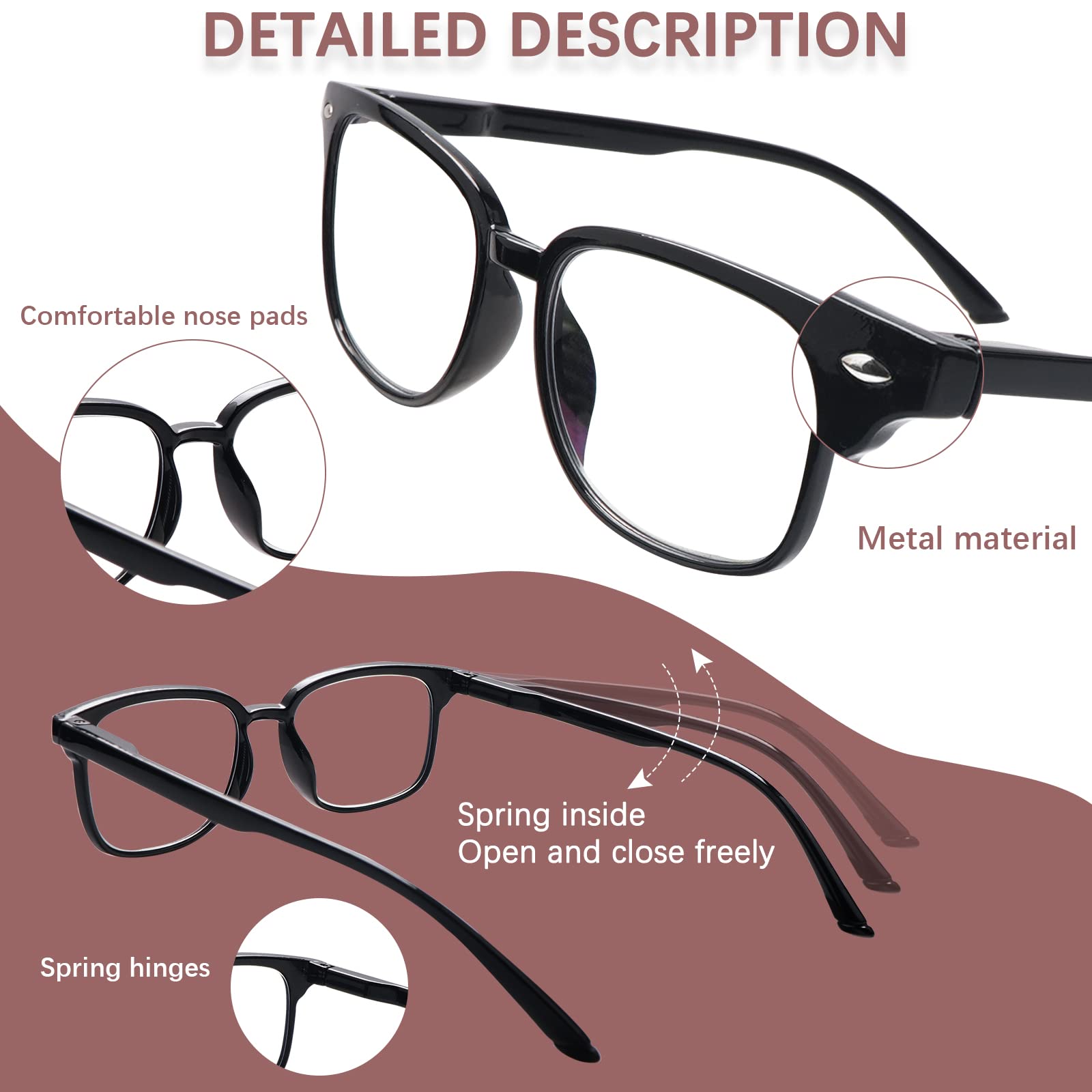 Progressive multifokale Lesebrille, Anti-Blaulicht, für Damen und Herren, modischer Rahmen (3 Mix C1, 1,00, Multiplikatorx)